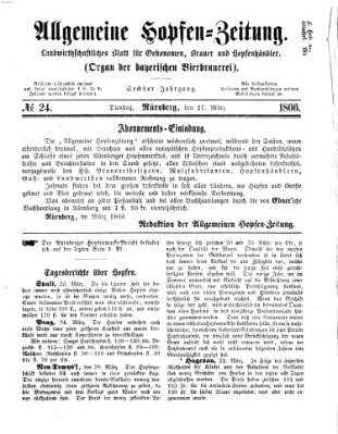 Allgemeine Hopfen-Zeitung Dienstag 27. März 1866