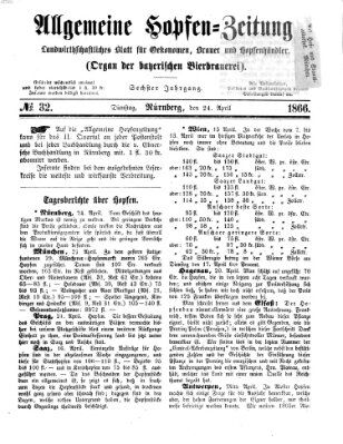 Allgemeine Hopfen-Zeitung Dienstag 24. April 1866