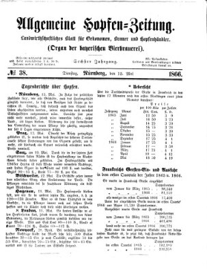 Allgemeine Hopfen-Zeitung Dienstag 15. Mai 1866