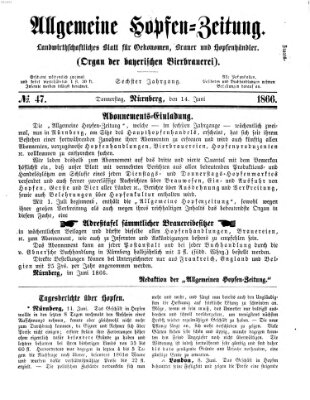 Allgemeine Hopfen-Zeitung Donnerstag 14. Juni 1866