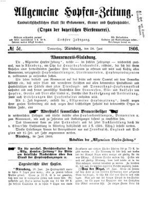 Allgemeine Hopfen-Zeitung Donnerstag 28. Juni 1866