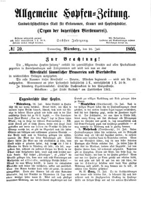 Allgemeine Hopfen-Zeitung Donnerstag 26. Juli 1866