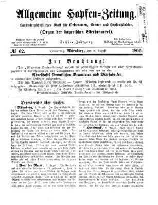 Allgemeine Hopfen-Zeitung Donnerstag 9. August 1866