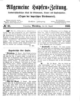 Allgemeine Hopfen-Zeitung Donnerstag 23. August 1866