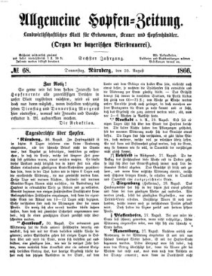 Allgemeine Hopfen-Zeitung Donnerstag 30. August 1866