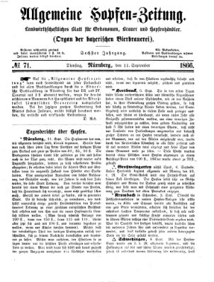 Allgemeine Hopfen-Zeitung Dienstag 11. September 1866
