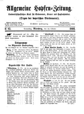 Allgemeine Hopfen-Zeitung Donnerstag 18. Oktober 1866