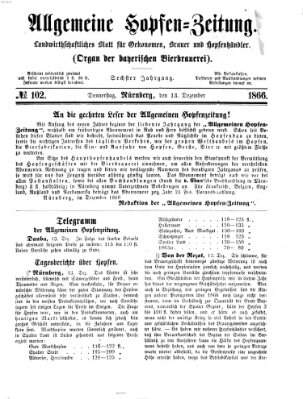 Allgemeine Hopfen-Zeitung Donnerstag 13. Dezember 1866