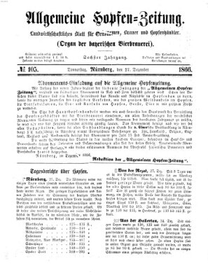 Allgemeine Hopfen-Zeitung Donnerstag 27. Dezember 1866