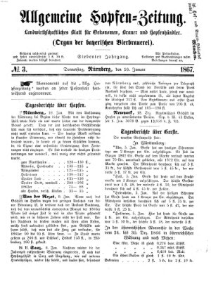 Allgemeine Hopfen-Zeitung Donnerstag 10. Januar 1867