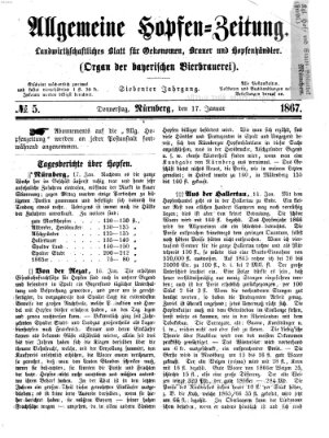 Allgemeine Hopfen-Zeitung Donnerstag 17. Januar 1867