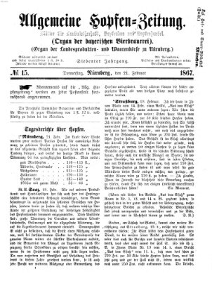 Allgemeine Hopfen-Zeitung Donnerstag 21. Februar 1867