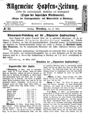 Allgemeine Hopfen-Zeitung Dienstag 19. März 1867