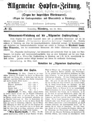 Allgemeine Hopfen-Zeitung Donnerstag 28. März 1867