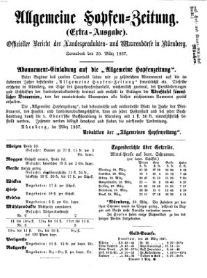 Allgemeine Hopfen-Zeitung Samstag 30. März 1867