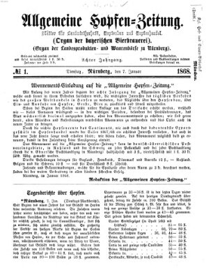 Allgemeine Hopfen-Zeitung Dienstag 7. Januar 1868