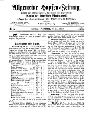 Allgemeine Hopfen-Zeitung Dienstag 21. Januar 1868