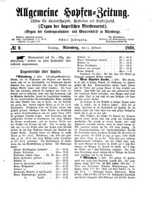 Allgemeine Hopfen-Zeitung Dienstag 4. Februar 1868