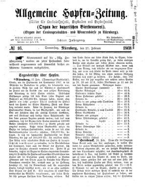 Allgemeine Hopfen-Zeitung Donnerstag 27. Februar 1868