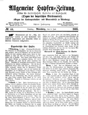 Allgemeine Hopfen-Zeitung Dienstag 9. Juni 1868