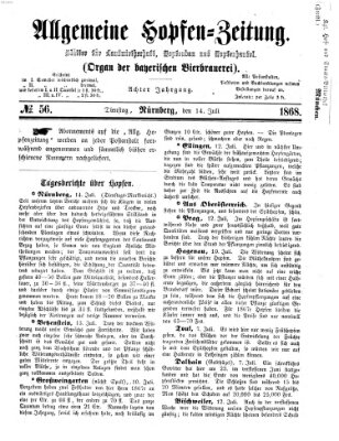 Allgemeine Hopfen-Zeitung Dienstag 14. Juli 1868