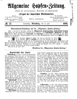 Allgemeine Hopfen-Zeitung Donnerstag 16. Juli 1868