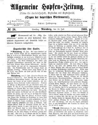 Allgemeine Hopfen-Zeitung Samstag 18. Juli 1868