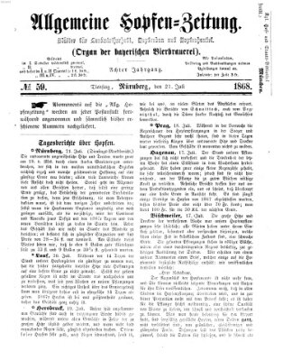 Allgemeine Hopfen-Zeitung Dienstag 21. Juli 1868