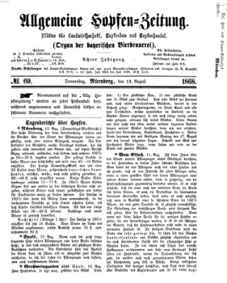 Allgemeine Hopfen-Zeitung Donnerstag 13. August 1868