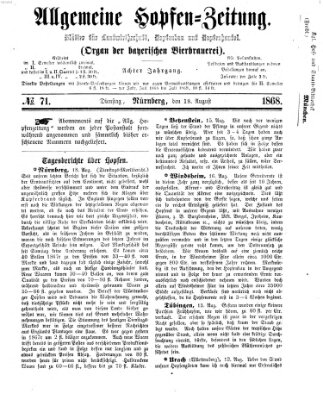 Allgemeine Hopfen-Zeitung Dienstag 18. August 1868