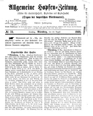 Allgemeine Hopfen-Zeitung Samstag 22. August 1868