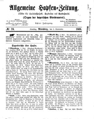 Allgemeine Hopfen-Zeitung Samstag 5. September 1868