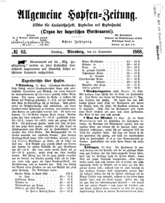 Allgemeine Hopfen-Zeitung Dienstag 15. September 1868