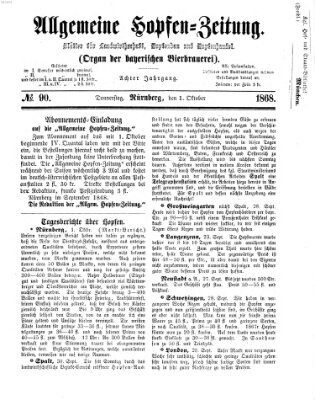 Allgemeine Hopfen-Zeitung Donnerstag 1. Oktober 1868