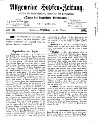 Allgemeine Hopfen-Zeitung Donnerstag 15. Oktober 1868