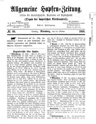 Allgemeine Hopfen-Zeitung Dienstag 20. Oktober 1868