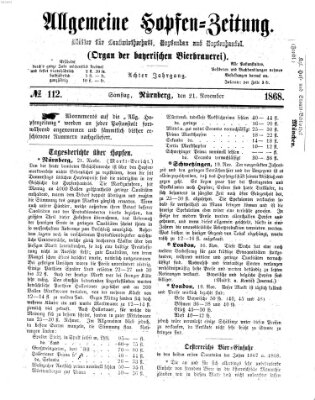 Allgemeine Hopfen-Zeitung Samstag 21. November 1868