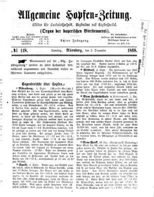 Allgemeine Hopfen-Zeitung Samstag 5. Dezember 1868