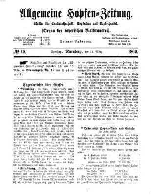 Allgemeine Hopfen-Zeitung Samstag 13. März 1869