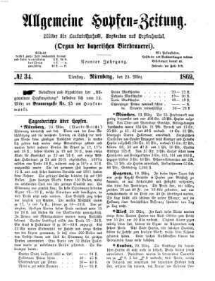 Allgemeine Hopfen-Zeitung Dienstag 23. März 1869