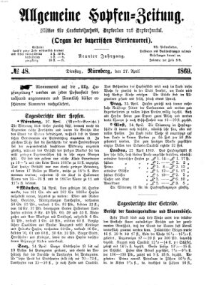 Allgemeine Hopfen-Zeitung Dienstag 27. April 1869