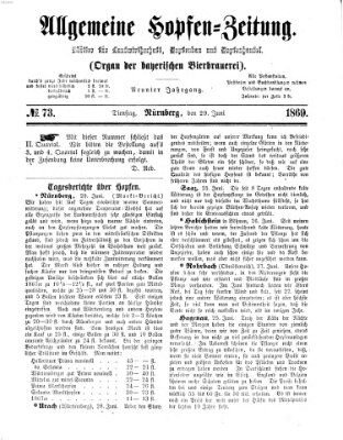 Allgemeine Hopfen-Zeitung Dienstag 29. Juni 1869