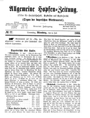 Allgemeine Hopfen-Zeitung Donnerstag 8. Juli 1869