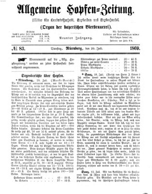 Allgemeine Hopfen-Zeitung Dienstag 20. Juli 1869