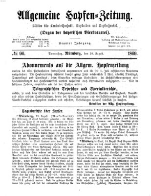 Allgemeine Hopfen-Zeitung Donnerstag 19. August 1869