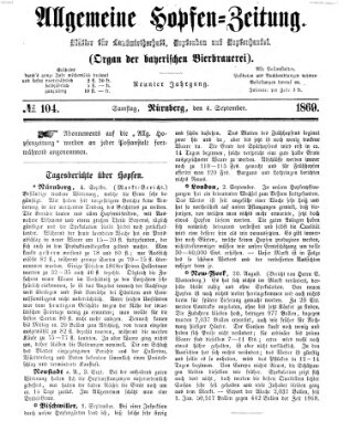 Allgemeine Hopfen-Zeitung Samstag 4. September 1869