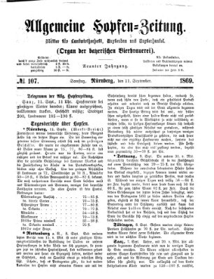 Allgemeine Hopfen-Zeitung Samstag 11. September 1869