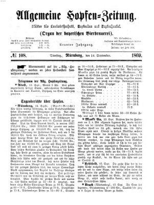 Allgemeine Hopfen-Zeitung Dienstag 14. September 1869