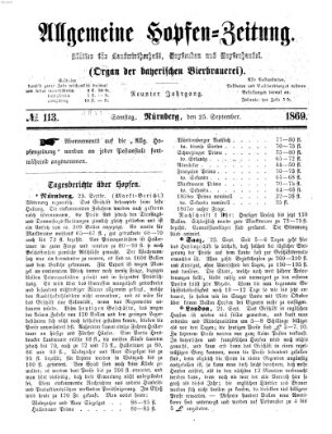 Allgemeine Hopfen-Zeitung Samstag 25. September 1869