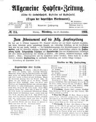 Allgemeine Hopfen-Zeitung Montag 27. September 1869